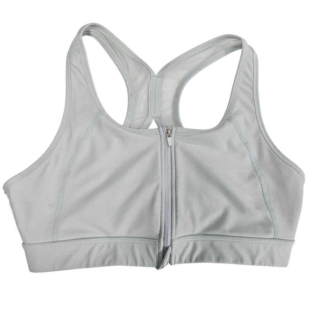 Jockey‎ Women's Light Blue Racerback Zip Front Sports Bra XL